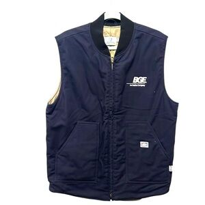 Tyndale navy blue FR vest men’s size large company logo embroidered